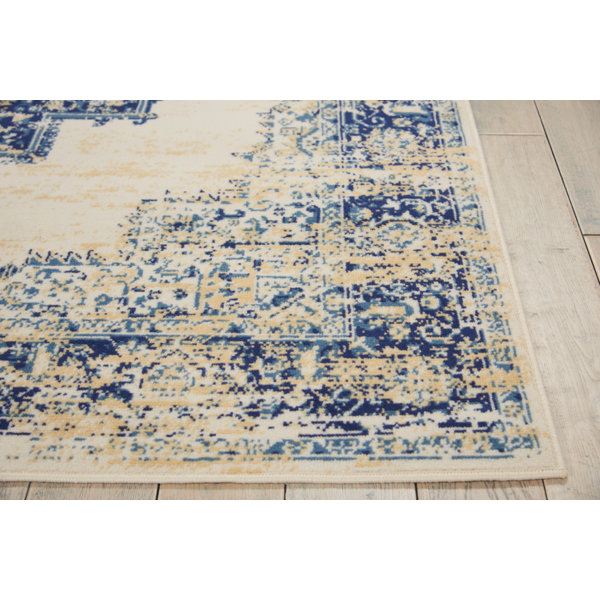 Bungalow Rose Burnie Oriental Blue/Ivory Area Rug & Reviews Wayfair
